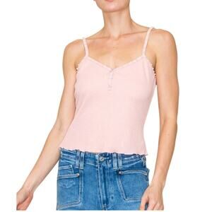 Mauve Sleeveless Solid Knit Top with Pearl Neckline NWT Women's Large